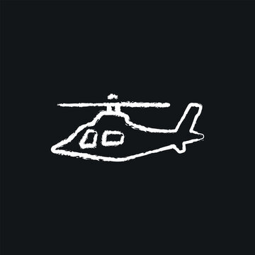 recommend clip art: Helicopter chalk icon. Thin line customizable illustration. Contour symbol. Vector isolated outline drawing.