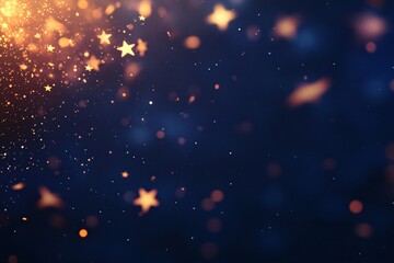 Fototapeta premium Sparkling golden stars shimmering in a dark night sky over a festive celebration during winter