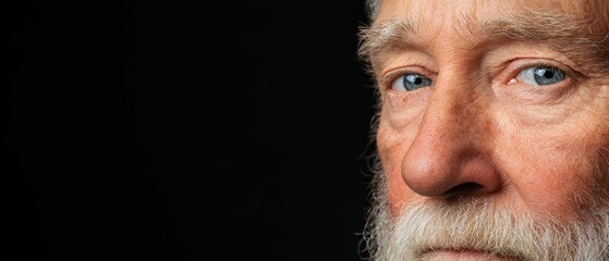 Obraz premium A man with white beard and blue eyes gazes intently into the camera