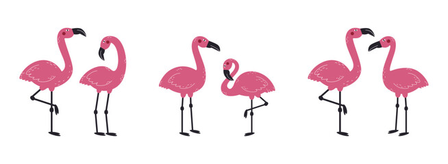 Couples in love flamingo set. Exotic pink birds. Concept for valentine's day. © Anna Yakushenko
