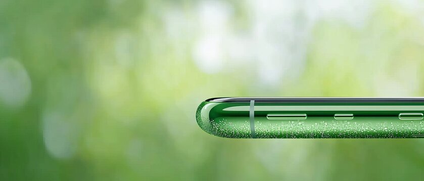  A tight shot of a cell phone featuring a hazy image of its backside in the periphery