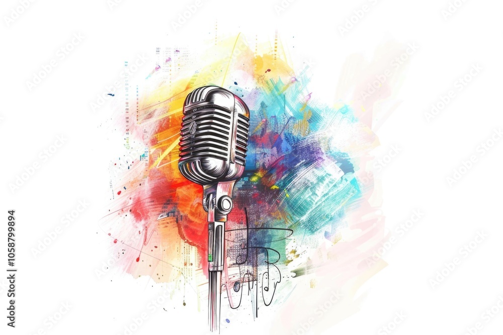 Aufkleber A close-up shot of a microphone on a plain white surface, perfect for use in presentations or tutorials