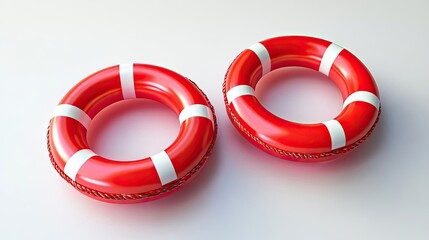 Red Marine Safety Buoy Rings Ready for Use at a Coastal Rescue Station Generative AI