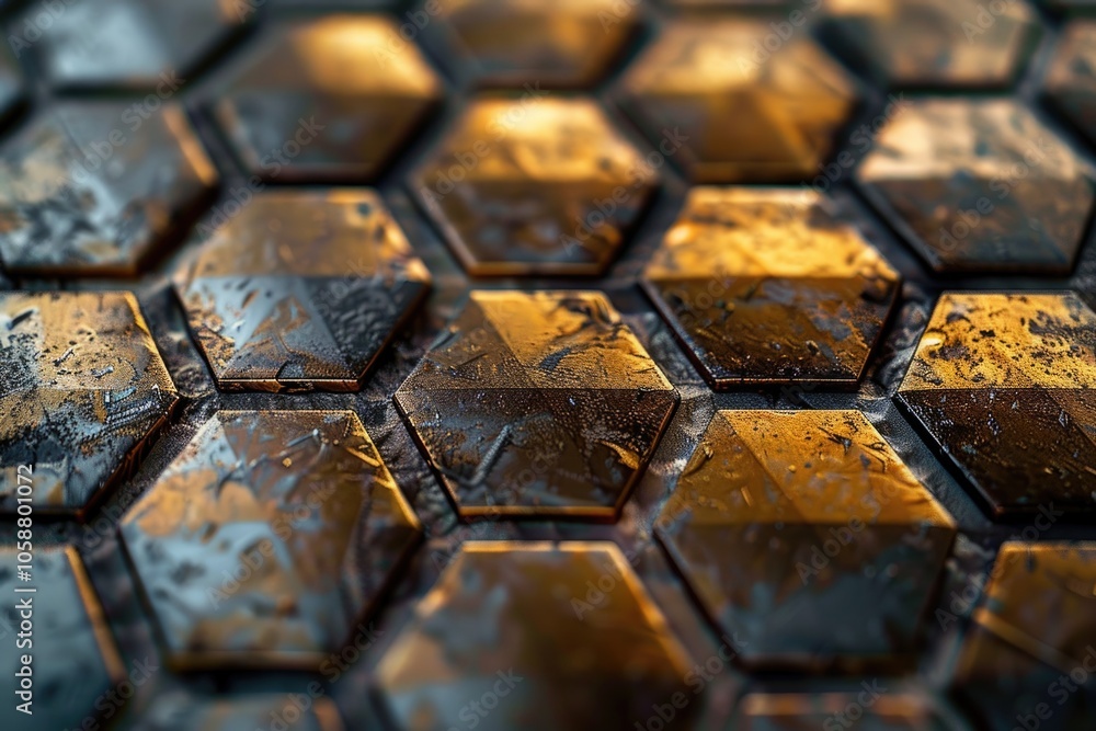 Poster close-up shot of a metallic surface with texture and reflection