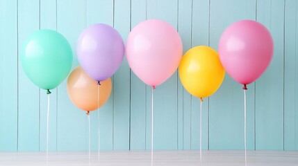 Balloon-filled birthday scene, budget-friendly decor with colorful, eco-friendly balloons, a simple theme, joyful and energetic celebration