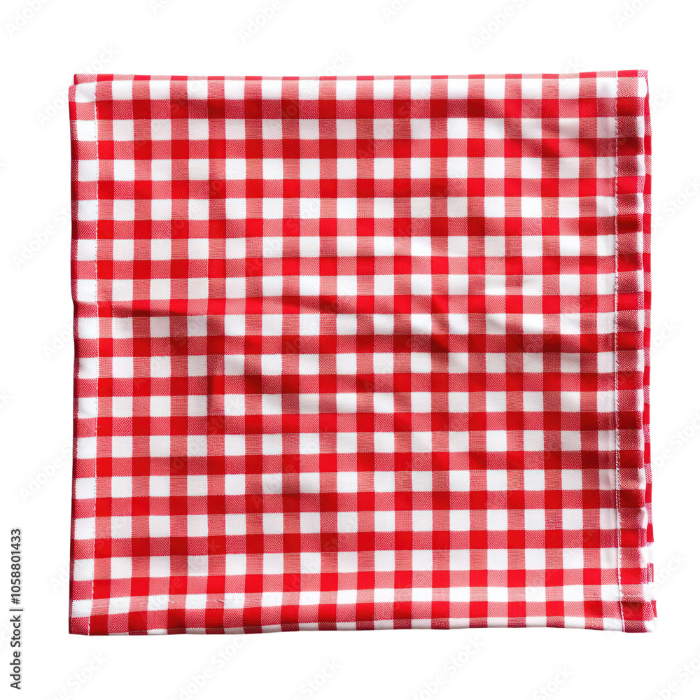 Aufkleber a top view red and white tablecloth isolated on transparent background