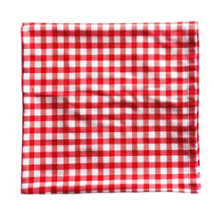 a top view red and white tablecloth isolated on transparent background