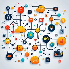 Internet of Things (IoT) icons connecting home devices and gadgets