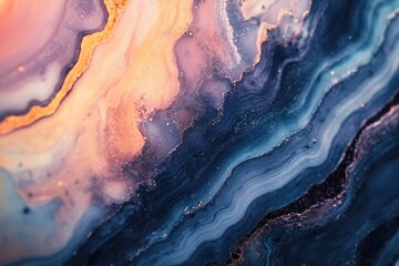 Naklejka premium Close-up view of a painting featuring blue and orange colors