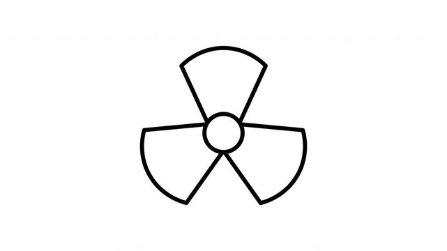 Nuclear radiation caution animated line icon. Black color line icon animation. 4K video with transparent background