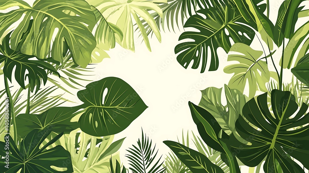 Poster tropical leaves frame background abstract gradient background with copy space