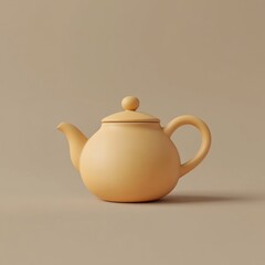 Elegant Minimalist Yellow Teapot on Neutral Background