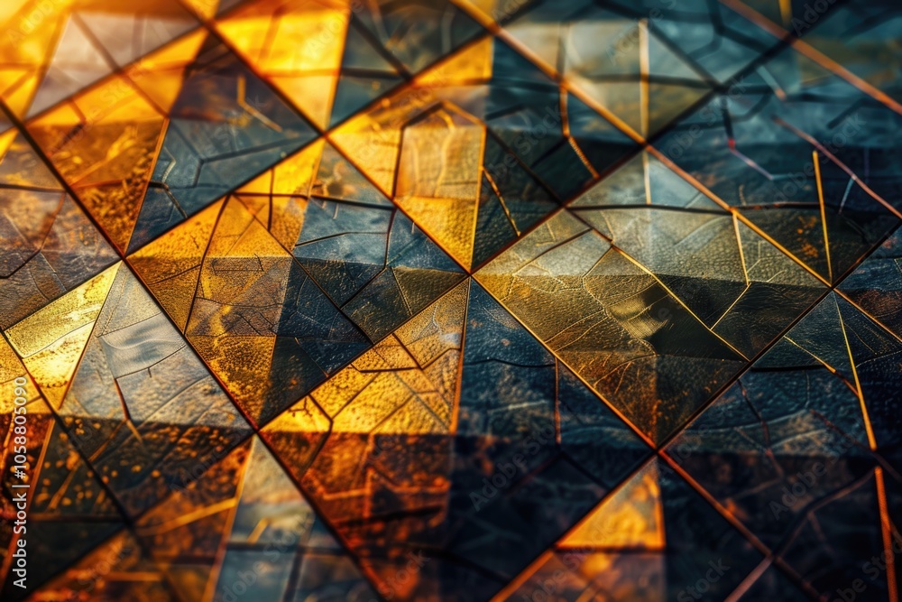 Poster a detailed view of a geometric pattern with intricate details and shapes