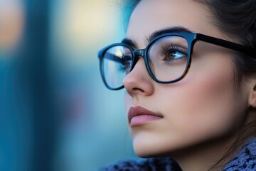 Fototapeta premium A close-up of a woman wearing glasses