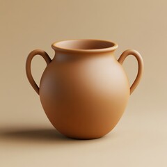 Rustic Clay Vase on Warm Beige Background