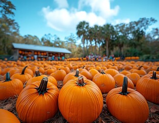 Pumpkins in a Harvest Field