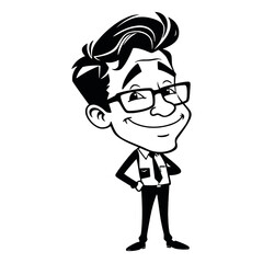 a business man funny character vector black color silhouette isolated white background