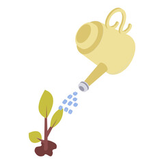 Giving water to Plant isometric concept, Irrigation vector icon design, Housekeeping symbol, Home cleaning sign, Janitorial and Sanitation stock illustration