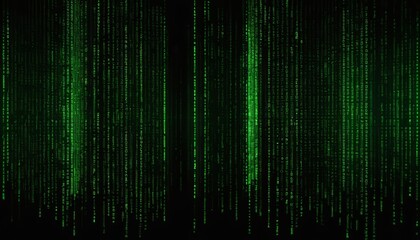Matrix-style digital background, futuristic mood, abstract design, green and black colors, technology art