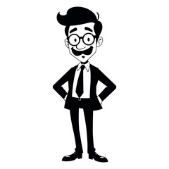 a business man funny character vector black color silhouette isolated white background