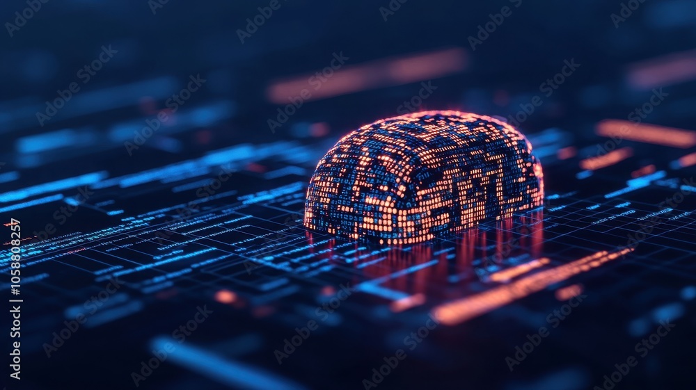 Poster futuristic digital brain concept on a circuit background, symbolizing artificial intelligence and te