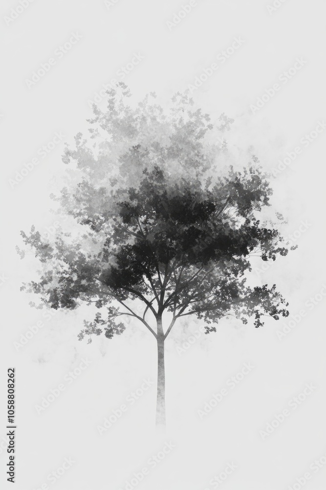 Poster a close-up shot of a tree trunk in monochrome