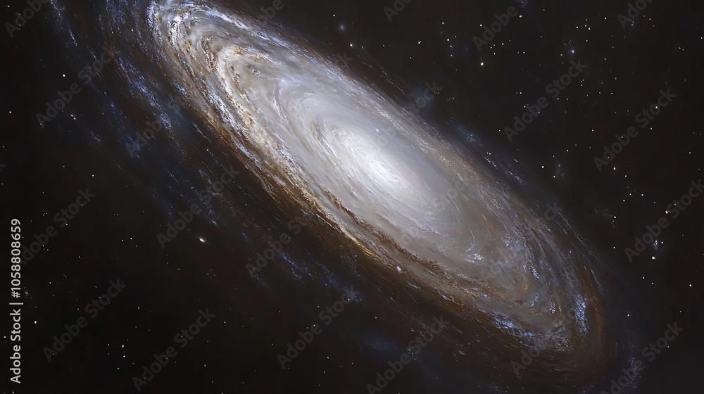 Poster spiral galaxy in space clean blank canvas with empty space for designs
