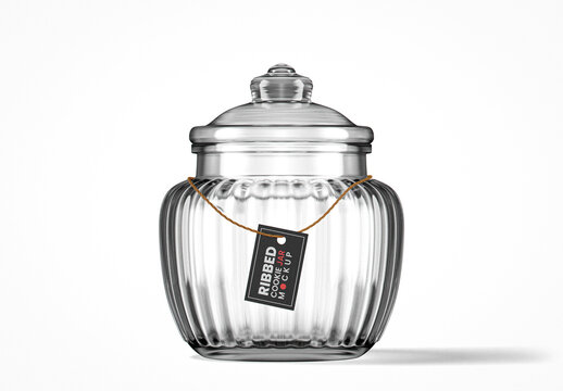 Large Clear Glass Cookie Jar Mockup