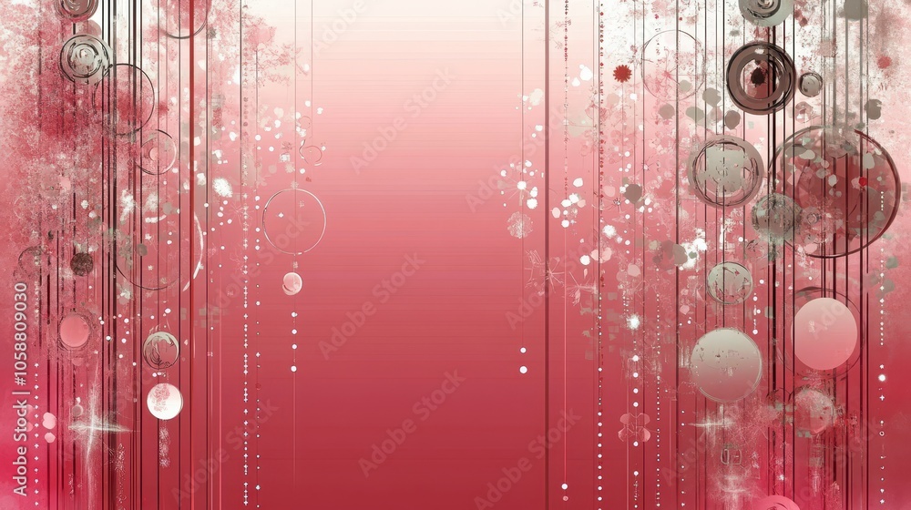 Poster blush pink gradient background with dotted lines and circular patterns on either side, leaving space