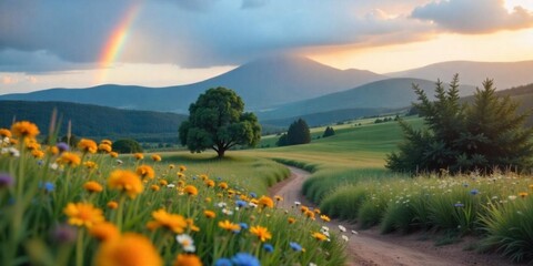 rainbow in the mountains