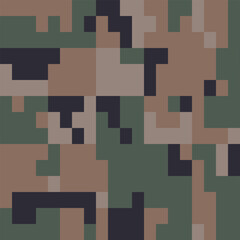 Camouflage Seamless Pattern. Trendy Style Camo, Repeat Print. Military Camouflage Uniform