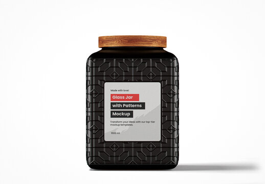 Airtight Matte Glass Jar With Pattern Mockup