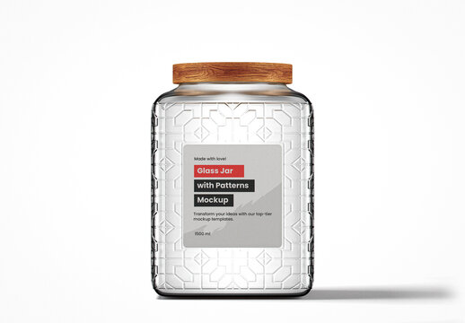Airtight Clear Glass Jar With Pattern Mockup
