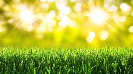 Obraz premium Green Grass Under Sun Soft Pastel Background for Graphic Design Templates