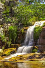 cachoeira na cidade de Alto Paraiso de Goi&aacute;s, regi&atilde;o da Chapada dos Veadeiros, Estado de Goi&aacute;s, Brasil