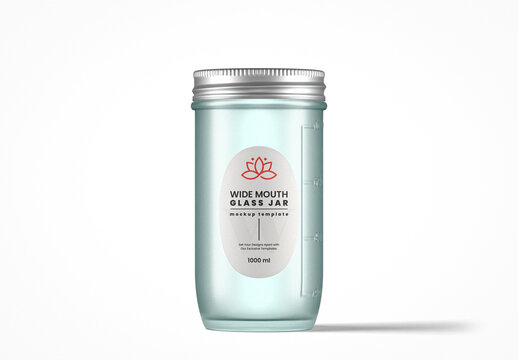 Wide Mouth Airtight Frosted Glass Jar Mockup