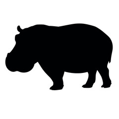 a hippo vector silhouette, isolated white background, silhouette
