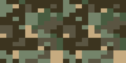 Four different colors digital camouflage military pattern for background, clothing, textile garment, wallpaper || Very easy to use, just click the camouflage pattern in color swatch
