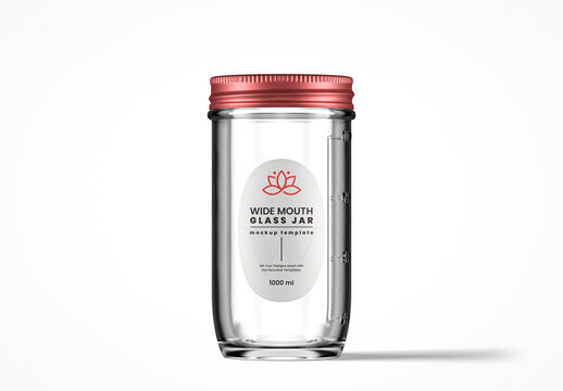 Wide Mouth Airtight Clear Glass Jar Mockup