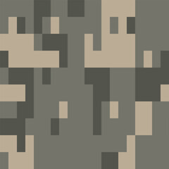 Camouflage Army Pattern Seamless Vector Background, Classic Khaki Texture, Forest Hunting Design. Military Camouflage
