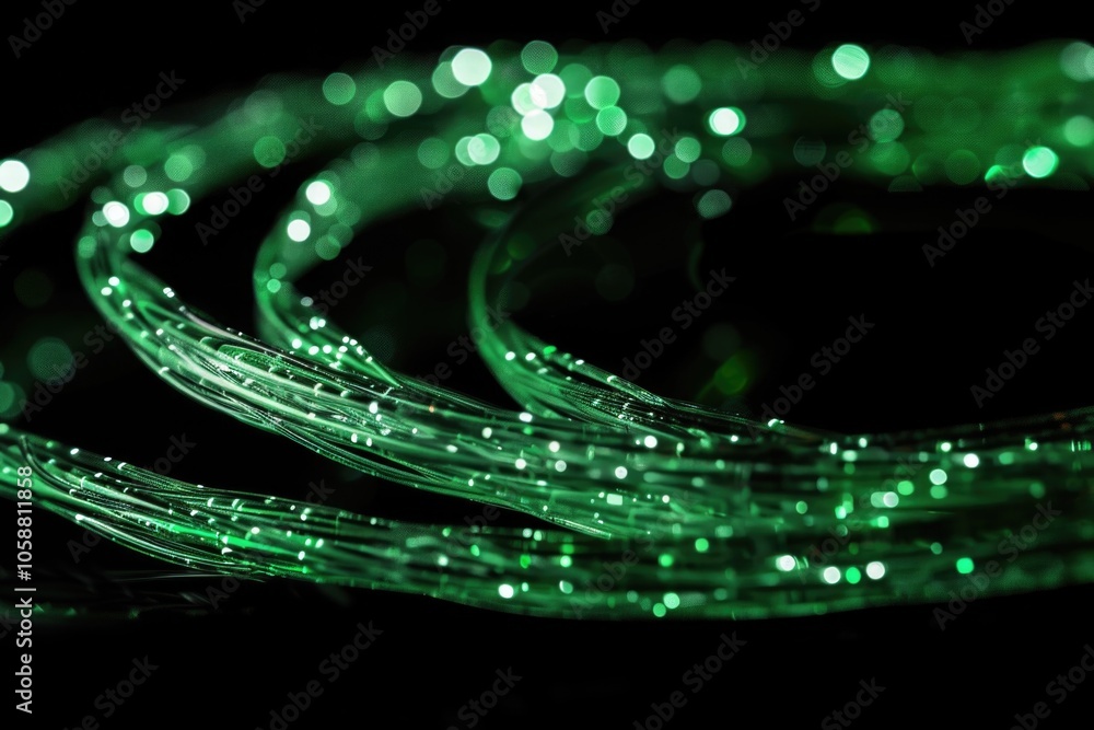 Poster a detailed view of a green string of lights, often used for decorative purposes