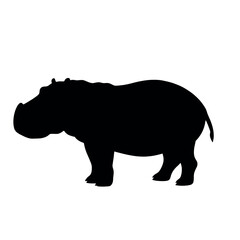 a hippo vector silhouette, isolated white background, silhouette