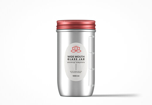 Wide Mouth Airtight Aluminum Jar Mockup
