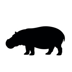 a hippo vector silhouette, isolated white background, silhouette