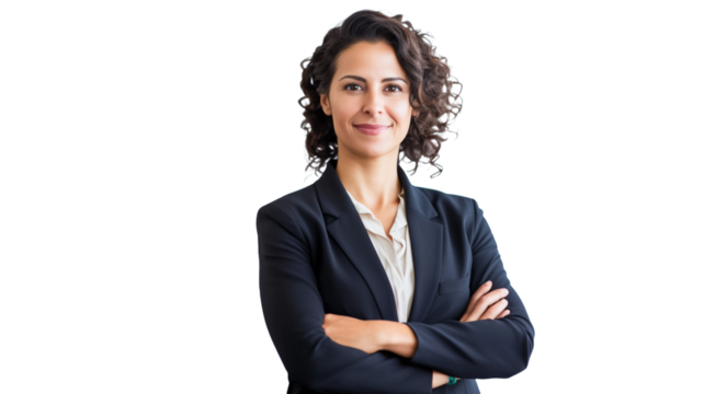 Successful young businesswoman on transparent background PNG.