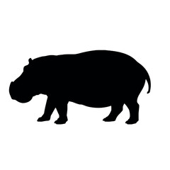 a hippo vector silhouette, isolated white background, silhouette
