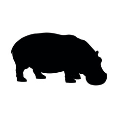 a hippo vector silhouette, isolated white background, silhouette