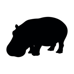 a hippo vector silhouette, isolated white background, silhouette