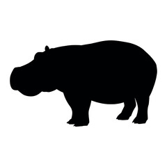 a hippo vector silhouette, isolated white background, silhouette