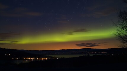 Vibrant Aurora Borealis (Northern Lights) Over a Small Village and Mountain Landscape_11